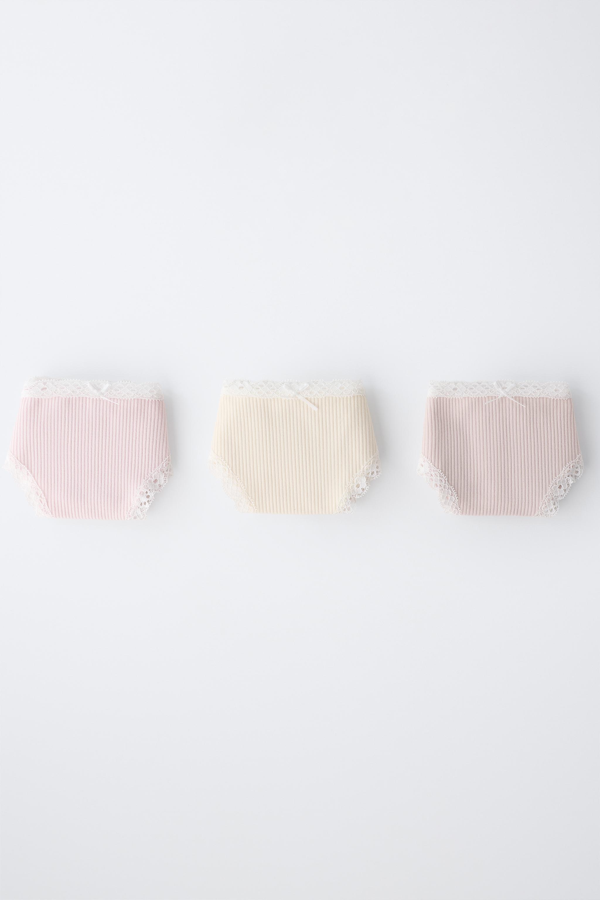 AGES 6-14/ THREE-PACK OF LACE TRIM UNDERWEAR